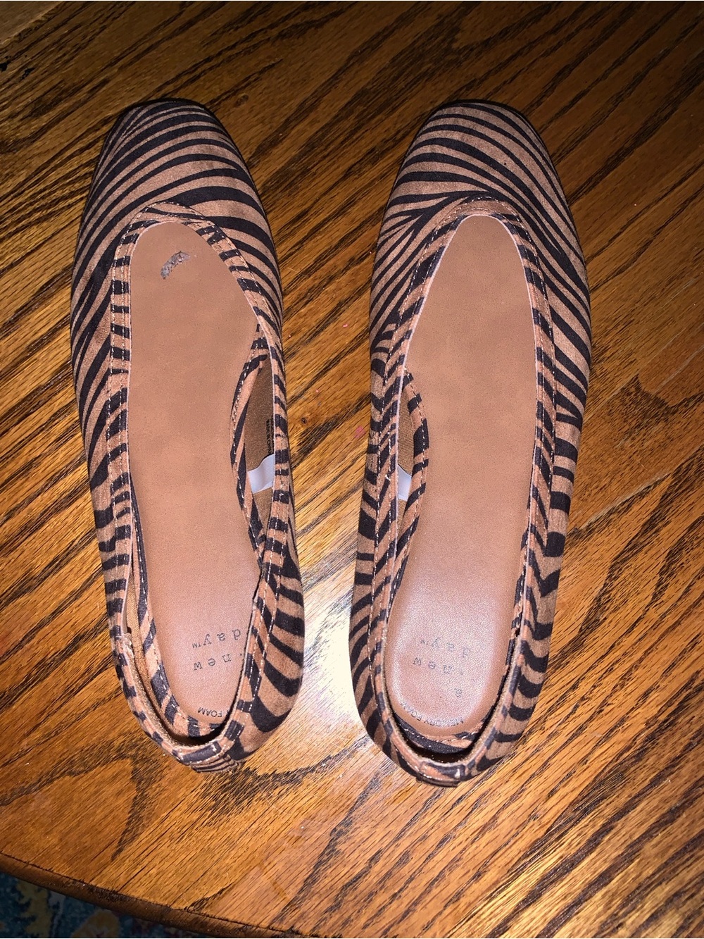 Target Women's Zebra-Print Slip-On Flats in Tan and Black